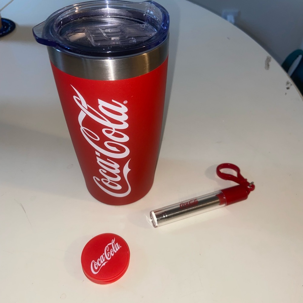 NEW Coca-Cola Red Travel Mug with Accessories